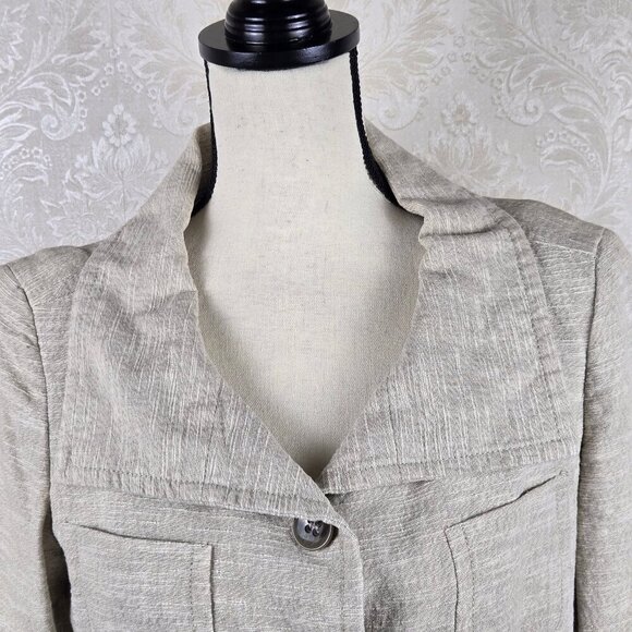 Weekend by Max Mara Size 10 Cream Colored 3 Button Blazer Linen Cotton Blend - Picture 2 of 16
